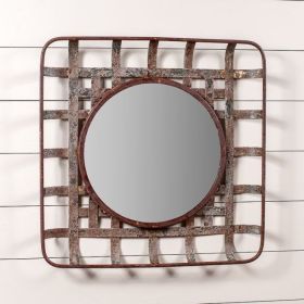 Metal Tobacco Basket Wall Mirror