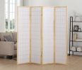 4 Panel Oriental Shoji Screen / Room Divider, Natural