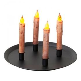 Rustic 4-Candle Holder Tray